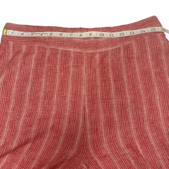 NWT Isaac Mizrahi Linen Wide Leg Pants Red Stripe Pull-On M Tall Summer - Picture 5 of 11